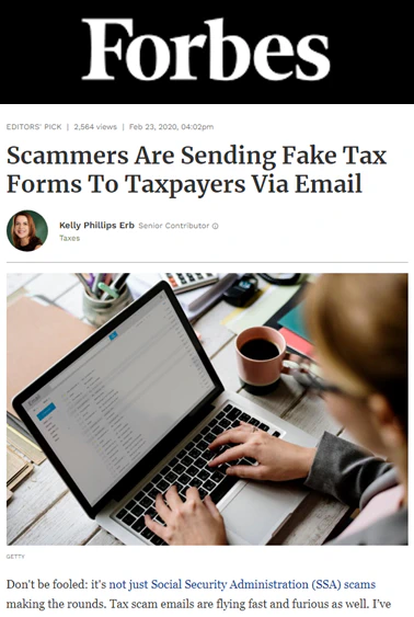 US Scammers Sending Fake Tax Forms - Beware!